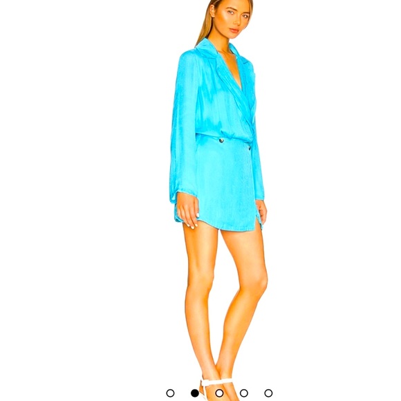 NEW Free People Sexy Simone wrap Dress Teal Parrot Size Medium - Picture 3 of 13